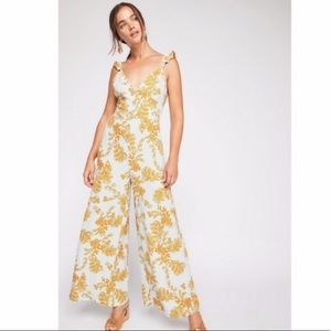 Free people Jumpsuit Ruffle Wide Leg Boho Floral